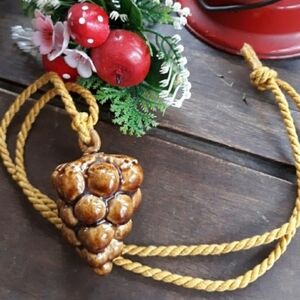 Vintage 70's Handmade Pottery Grape Cluster Pendant Necklace